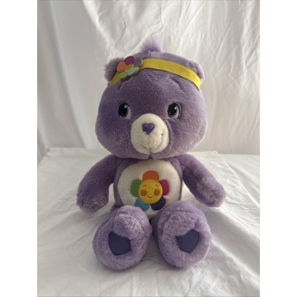 CARE BEARS HARMONY BEAR, 14” PURPLE PLUSH, RAINBOW HEADBAND, 2007, CUTE!